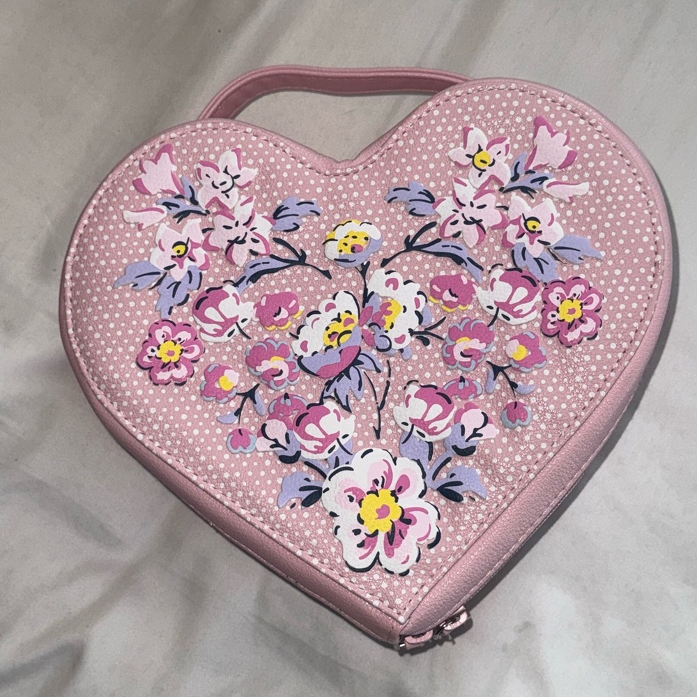 Pink Floral Heart-Shaped Women's Bag